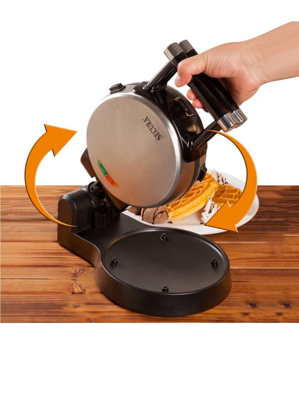 Rotating Waffle Maker - Black & Stainless Steel